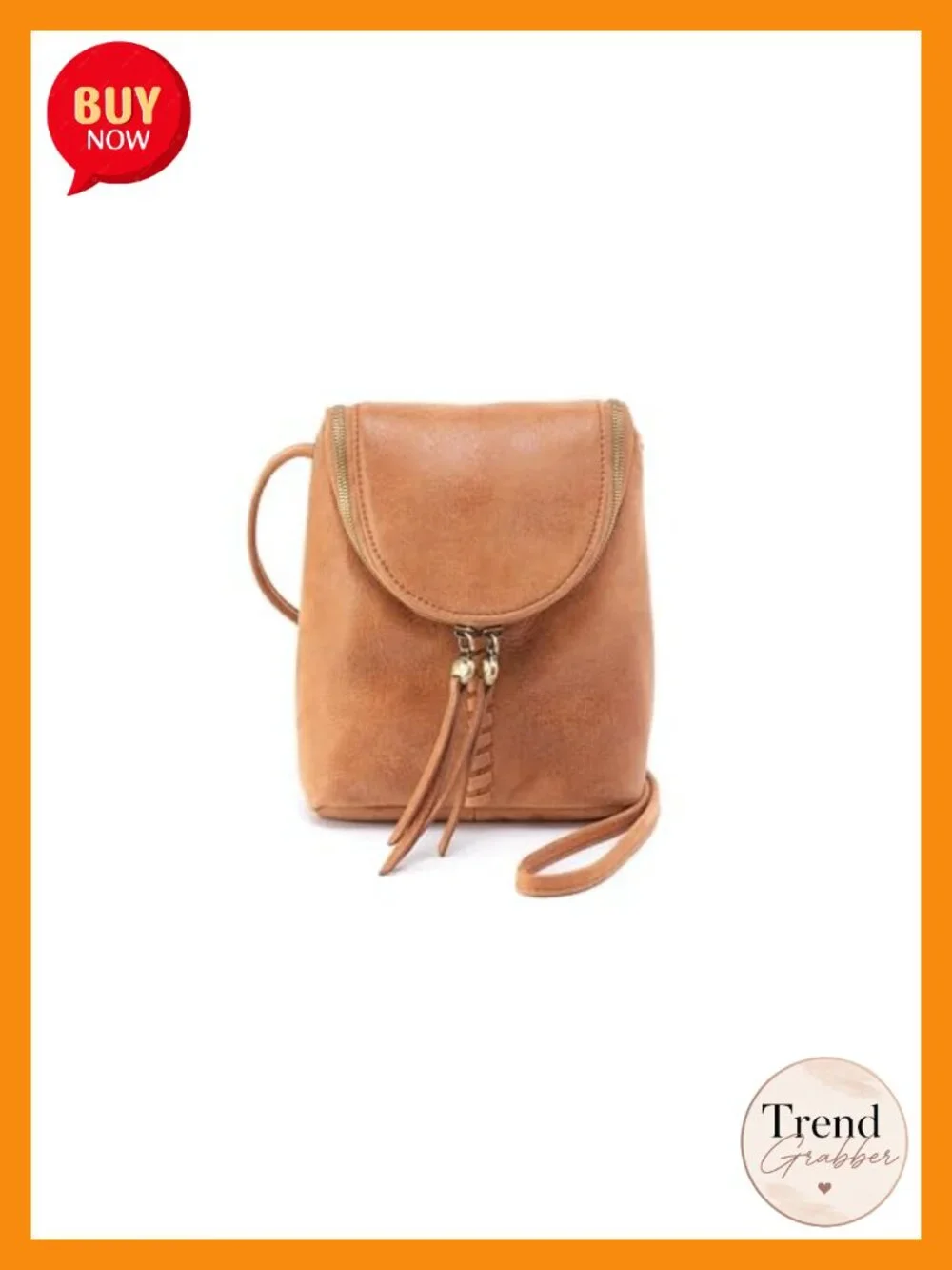 100% Leather Crossbody Bag with Adjustable Strap - Double Zip Closure